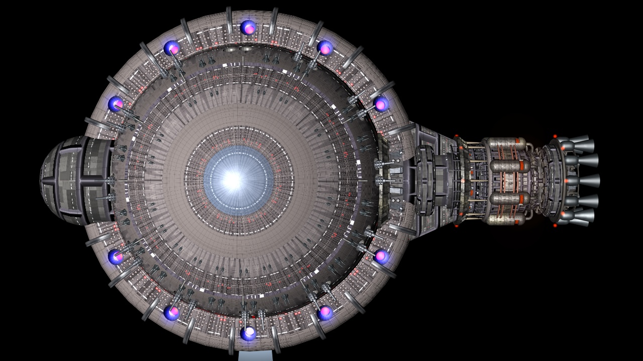 Ansicht von oben eines Supremo Raumschiffes