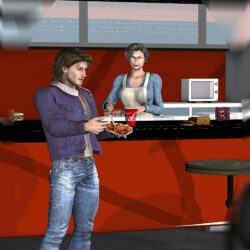 Olaf Peterson vertilgt eine Currywurst. (C) Gaby Hylla